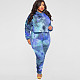 Plus Size Tie Dye Hooded Top Pleated Pants Set OSS-21405