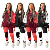 Color Block Pathwork Fleece Sweatshirt And Pants Set WSM-5292