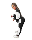 Color Block Pathwork Fleece Sweatshirt And Pants Set WSM-5292