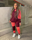 Color Block Pathwork Fleece Sweatshirt And Pants Set WSM-5292