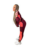 Color Block Pathwork Fleece Sweatshirt And Pants Set WSM-5292