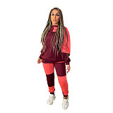 Color Block Pathwork Fleece Sweatshirt And Pants Set WSM-5292