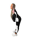Color Block Pathwork Fleece Sweatshirt And Pants Set WSM-5292