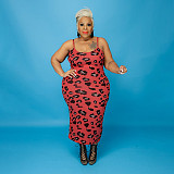 Leopard Print Strap Dress+Mini Crop Top Set OSS-21402