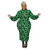 Leopard Print Strap Dress+Mini Crop Top Set OSS-21402