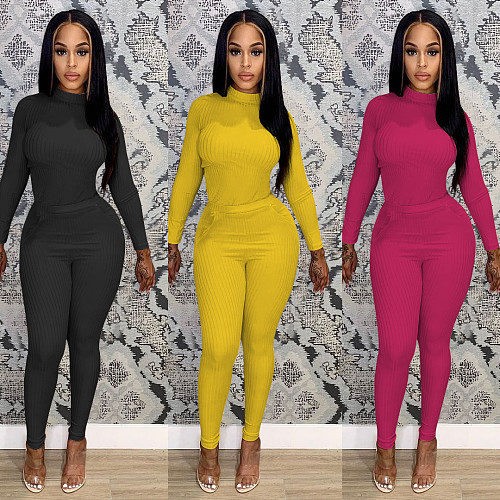 Knitted Long Sleeve T Shirt Legging Pants Set FOS-8114
