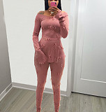 Knitting Jacquard Split Tops+Pencil Pants Set BN-9308