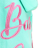 Embroidered Hooded With Pocket Sweatshirt Dress ASL-6530