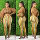 Striped Print Lantern Sleeve Crop Top Long Pants Set HEJ-980