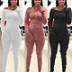 Knitting Jacquard Split Tops+Pencil Pants Set BN-9308