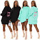 Embroidered Hooded With Pocket Sweatshirt Dress ASL-6530