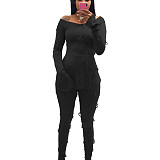 Knitting Jacquard Split Tops+Pencil Pants Set BN-9308