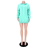 Embroidered Hooded With Pocket Sweatshirt Dress ASL-6530