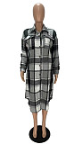 Classic Plaid Shirt Single-breasted Woolen Long Coat XY-9121