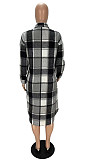 Classic Plaid Shirt Single-breasted Woolen Long Coat XY-9121