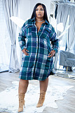 Classic Plaid Shirt Single-breasted Woolen Long Coat XY-9121