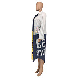 Turn Down Collar Letter Print Color Block Shirt Coat GLS-10076