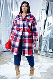 Classic Plaid Shirt Single-breasted Woolen Long Coat XY-9121