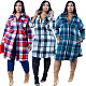 Classic Plaid Shirt Single-breasted Woolen Long Coat XY-9121