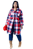 Classic Plaid Shirt Single-breasted Woolen Long Coat XY-9121