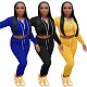 Zip Long Sleeve Sporty Jacket Pencil Pants Set OYF-8283