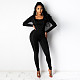 Long Sleeve Crop Top Yoga Fitness Pants Tracksuit DD-88141