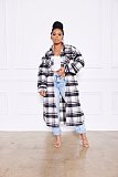Classic Check Single-breasted Long Woolen Coat YS-8847