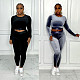Velvet Long Sleeve Crop Tops And Skinny Pants Suits BN-9315