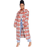 Classic Check Single-breasted Long Woolen Coat YS-8847