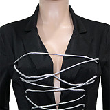 Office Lady Lace Up Bandage Blazer Jacket SH-390249