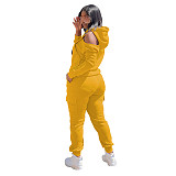 Off Shoulder Hoodies Sweatshirt+Cago Pants Outfits AIL-189
