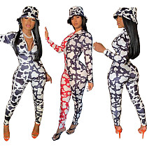Pattern Print Patchwork Long Sleeve Skinny Jumpsuit SHD-9809