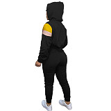 Color Block Hooded Sweatshirt Jogger Pants Set LM-8308