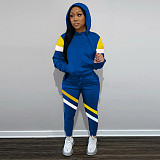 Color Block Hooded Sweatshirt Jogger Pants Set LM-8308