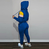 Color Block Hooded Sweatshirt Jogger Pants Set LM-8308