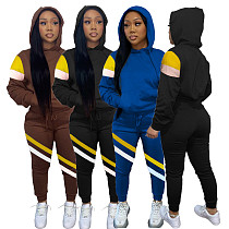 Color Block Hooded Sweatshirt Jogger Pants Set LM-8308