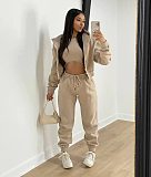 Hooded Zipper Outerwear Pants Tracksuit 3 Piece Sets TK-6209