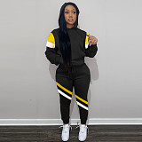 Color Block Hooded Sweatshirt Jogger Pants Set LM-8308