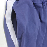 Patchwork Zip Jacket Pencil Pants Two Piece Set JLY-19270