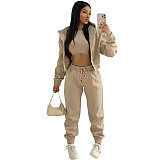 Hooded Zipper Outerwear Pants Tracksuit 3 Piece Sets TK-6209