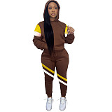 Color Block Hooded Sweatshirt Jogger Pants Set LM-8308