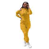 Off Shoulder Hoodies Sweatshirt+Cago Pants Outfits AIL-189