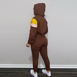 Color Block Hooded Sweatshirt Jogger Pants Set LM-8308