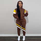 Color Block Hooded Sweatshirt Jogger Pants Set LM-8308