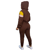 Color Block Hooded Sweatshirt Jogger Pants Set LM-8308