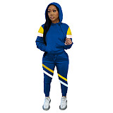 Color Block Hooded Sweatshirt Jogger Pants Set LM-8308
