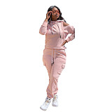 Off Shoulder Hoodies Sweatshirt+Cago Pants Outfits AIL-189