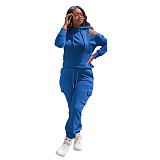 Off Shoulder Hoodies Sweatshirt+Cago Pants Outfits AIL-189