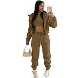 Hooded Zipper Outerwear Pants Tracksuit 3 Piece Sets TK-6209