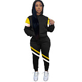 Color Block Hooded Sweatshirt Jogger Pants Set LM-8308